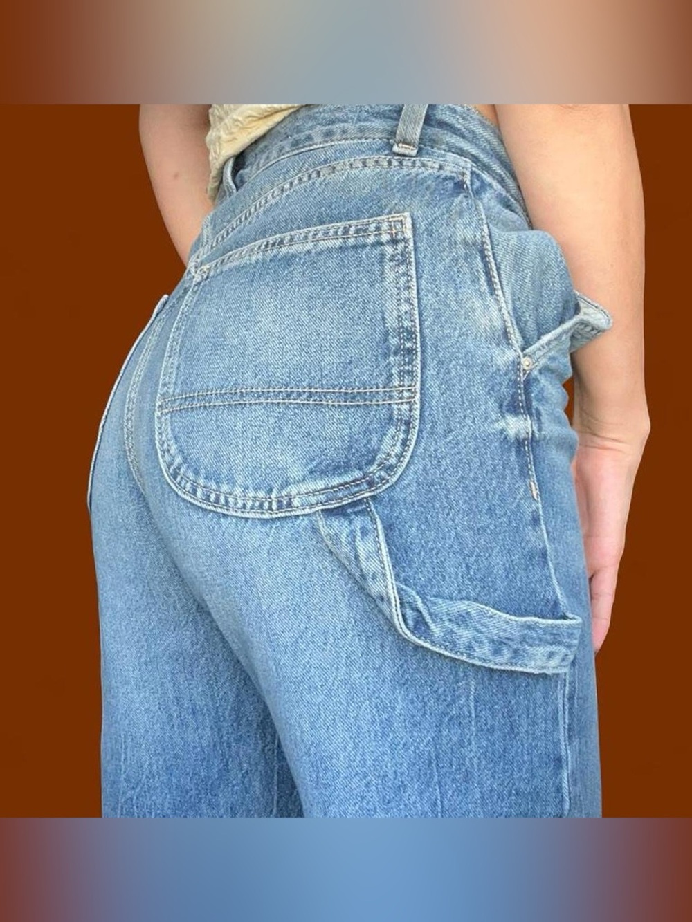 Cotton On Light Blue Straight-Leg Carpenter Jeans